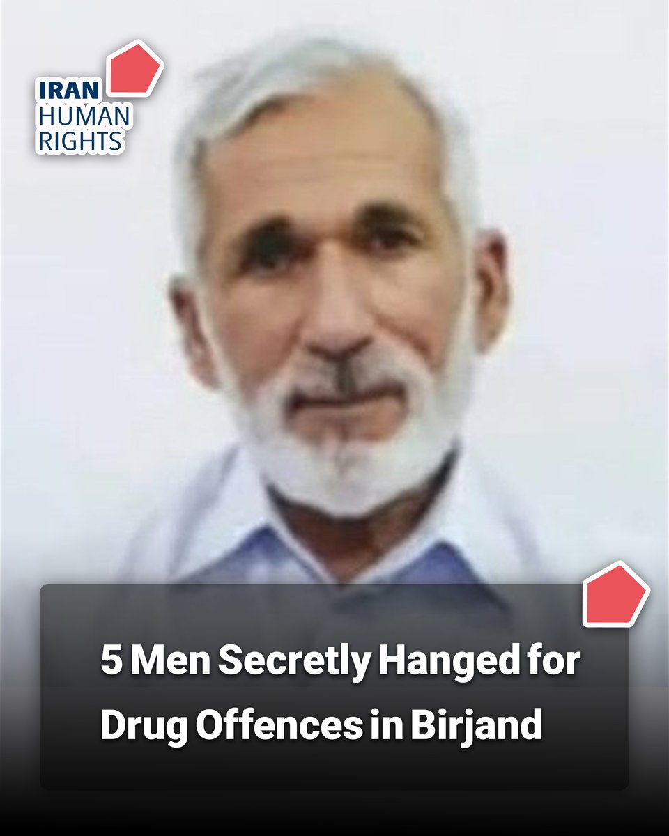 IHRights's tweet image. According to information obtained by Iran Human Rights, a man was hanged in Birjand Central Prison on 3 November 2025. His identity has been established as Nourahmad Azizi who was sentenced to death on drug-related charges.
Four other men were executed in a group hanging at the…