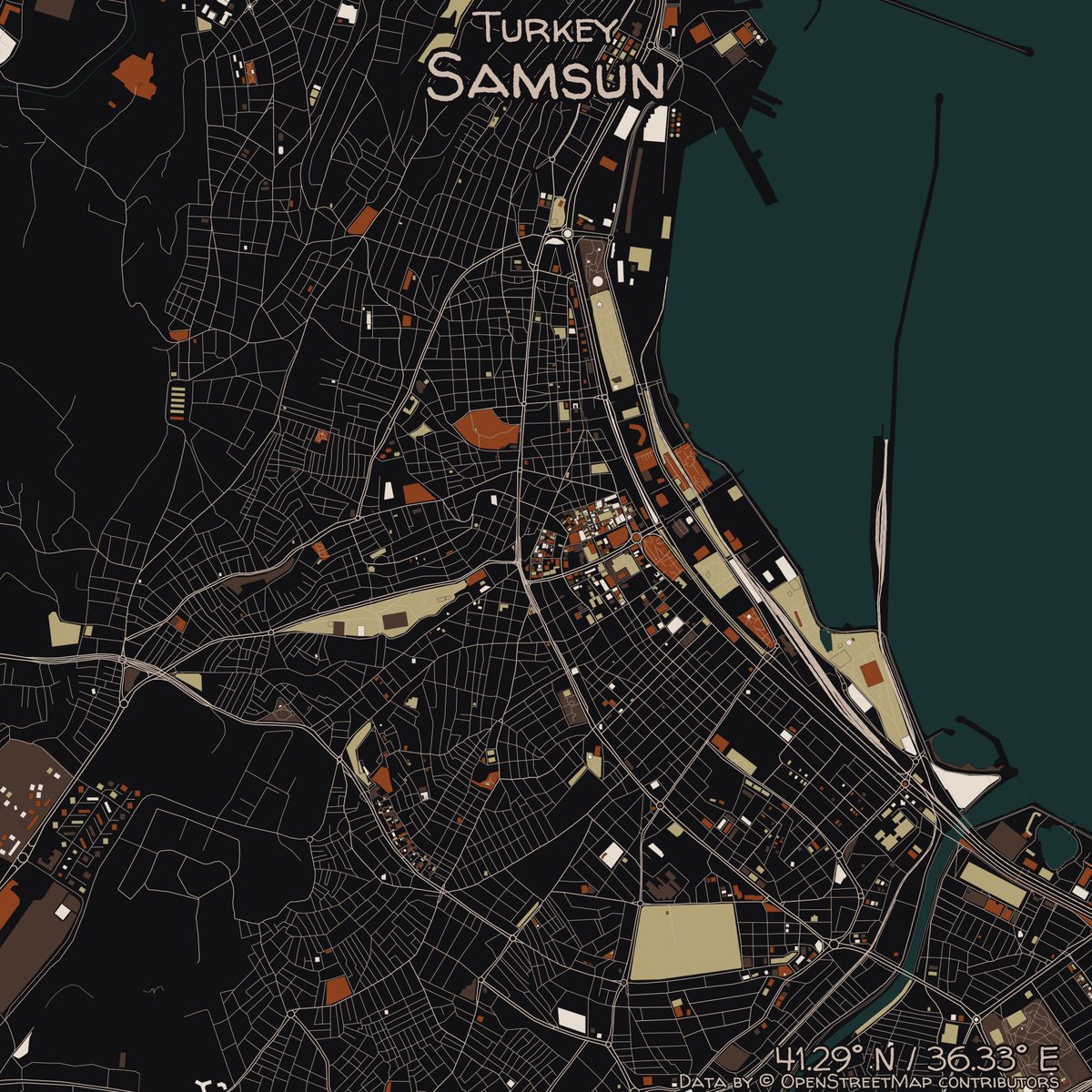 rcityviews's tweet image. Image of Samsun, Turkey created in #rstats using data from #OpenStreetMap.