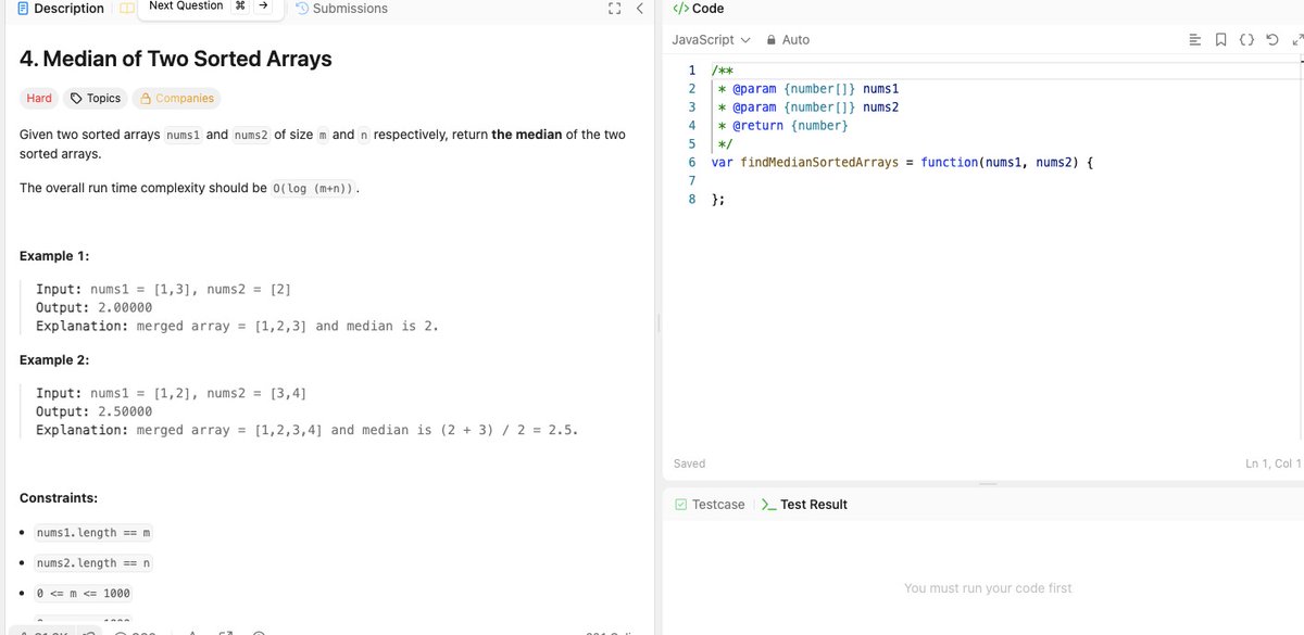 Tushar_Jsx's tweet image. The hardest and most asked DSA interview question:
“Find the median of two sorted arrays in O(log(m+n)) time.”
Looks simple.
Hurts your brain.
Defines your coding level.
#LeetCode #DSA #100DaysOfCode