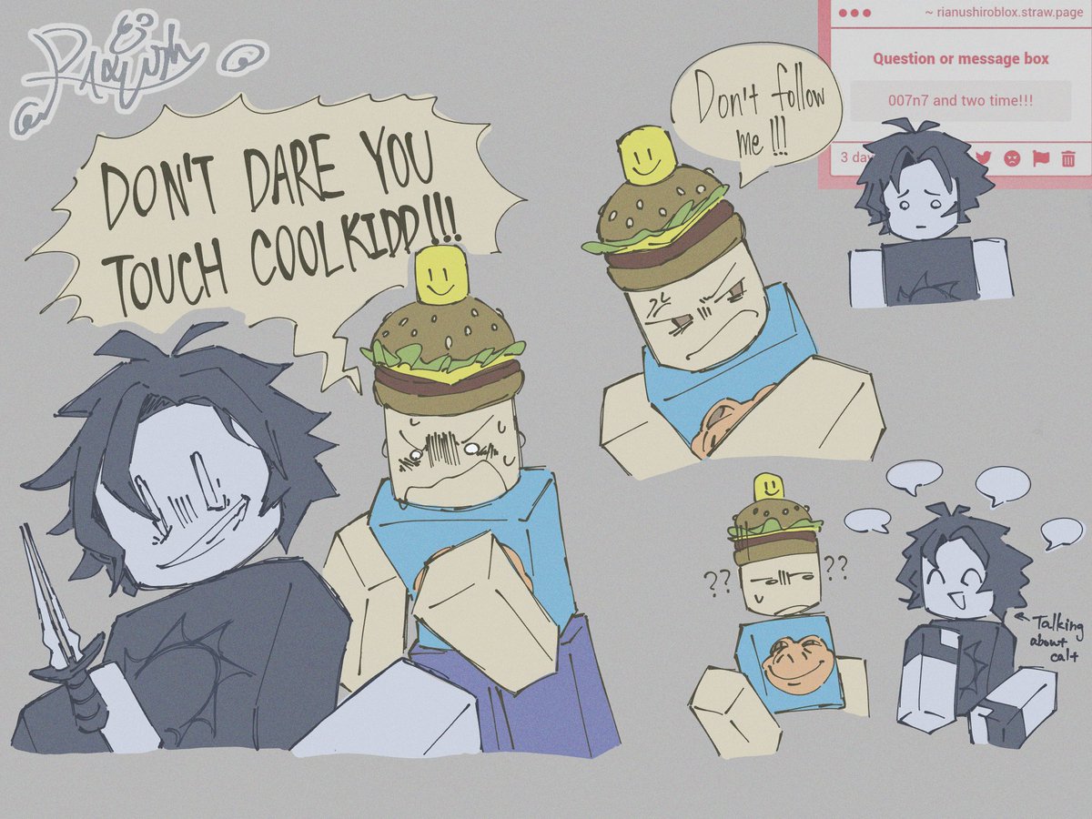 RobloxRianushi's tweet image. What are they doing...?
(Thanks for the request!!)

#Forsaken #forsakenfanart #007n7forsaken #twotime