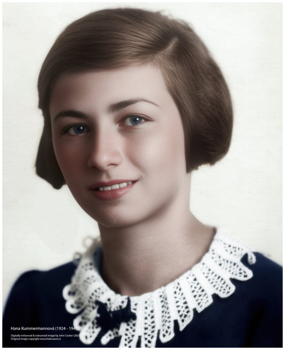 On this day in 1924, a Czech Jewish girl was born. On the 21 Oct 1941 she was deported to the Łódź Ghetto with her mother and brother. They all perished in the Shoah. Her name was Hana Kummermannová