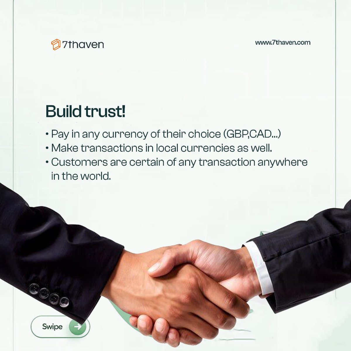 7thaven__'s tweet image. African Businesses Deserve A Global Stage!!!
With 7thaven’s multi‑currency support, your business is set to grow faster.
From GBP to CAD, we’re powering African businesses to grow without limits.

Settle smarter. Expand faster. With 7thaven.