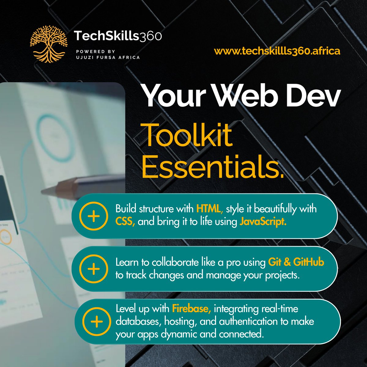 TechSkills360ke's tweet image. The world runs on websites  and web designers make it possible.
Learn how to design, build, and maintain websites that businesses depend on.
 Enroll now and start your tech career today.
#webdevelopment #codingbootcamp #TechSkills #FrontEndDevelopment #LearnToCode   #TechCourses