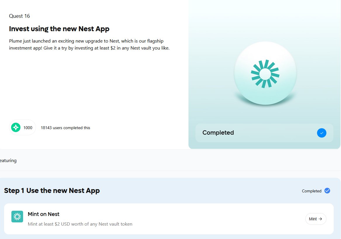 Gm Goons 
Plume Portal Quest 16 is live 
Complete and earn 2000 Points 
 Lets do it
But no Badge,Only Double Points
#PlumeNetwork #rwafi
<a href="/plumenetwork/">Plume - RWAfi Chain</a>