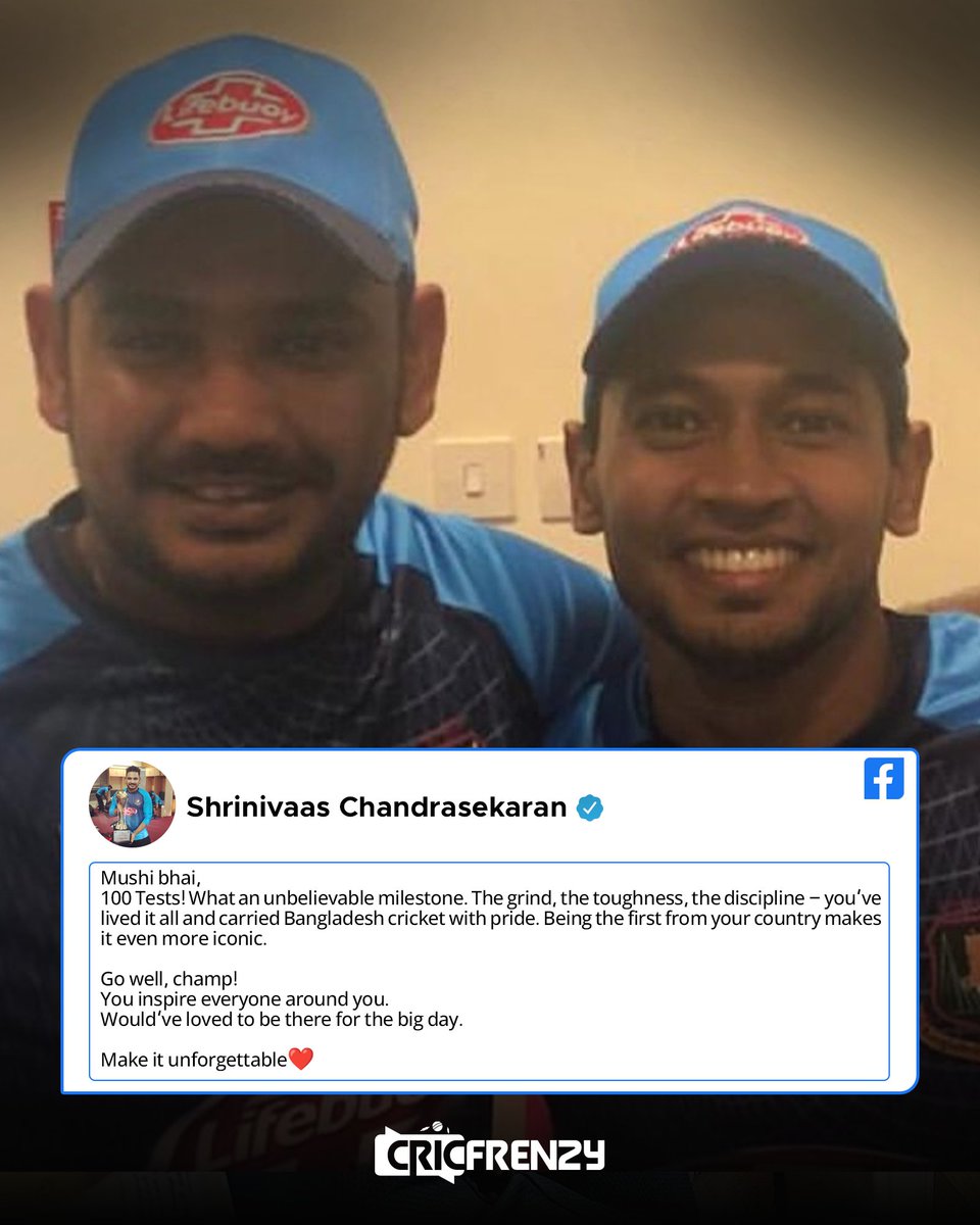Cricfrenzylive's tweet image. মুশফিককে শুভকামনা জানিয়েছেন বাংলাদেশের সাবেক ভিডিও এনালিস্ট শ্রীনিবাস চন্দ্রশেখরন
#MusfiqurRahim