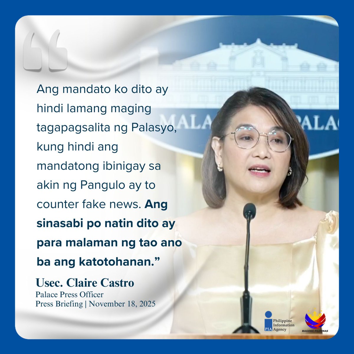 PIADesk's tweet image. #MagingMapanuri | Palace Press Officer Usec. Claire Castro emphasized that her role goes beyond Palace briefings, focusing on correcting misinformation to ensure the public receives accurate and clear information.

#IntegratedStateMedia #ISM