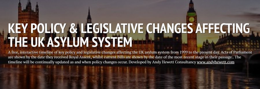 Updated Policy &amp; Legislative timeline showing key changes to the UK asylum system now available at andyhewett.com/policy-timeline  Updated to  include changes to asylum policy announced in the government's new policy paper “Restoring Order and Control” #asylum #familyreunion #refugees