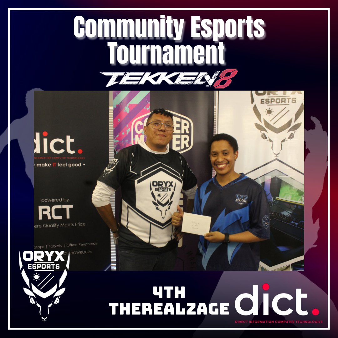 🔥 The Oryx x DICT Tekken 8 battles were insane!
🥇 Eclipse
🥈 Talo
🥉 Zubsop
4️⃣ TheRealZaGE
5️⃣ OWENATOR_3000
6️⃣ OD
GGs to all fighters — next battle loading… ⚔️
#Oryx_Esports_Namibia #Dictna #Tekken8 #EsportsNamibia