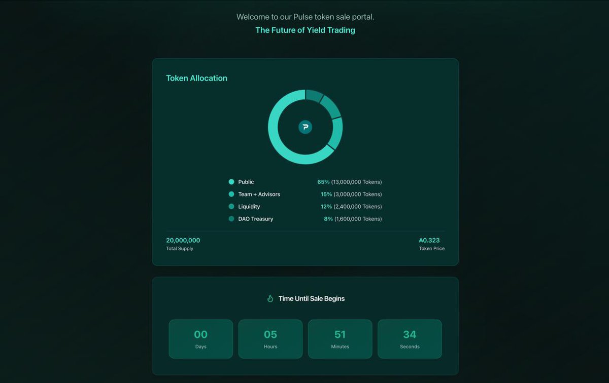 The countdown begins 🔥

Our presale launches in less than 6 hours and the portal is now live.

Presale link: 🖱️ sale.pulsecardano.org