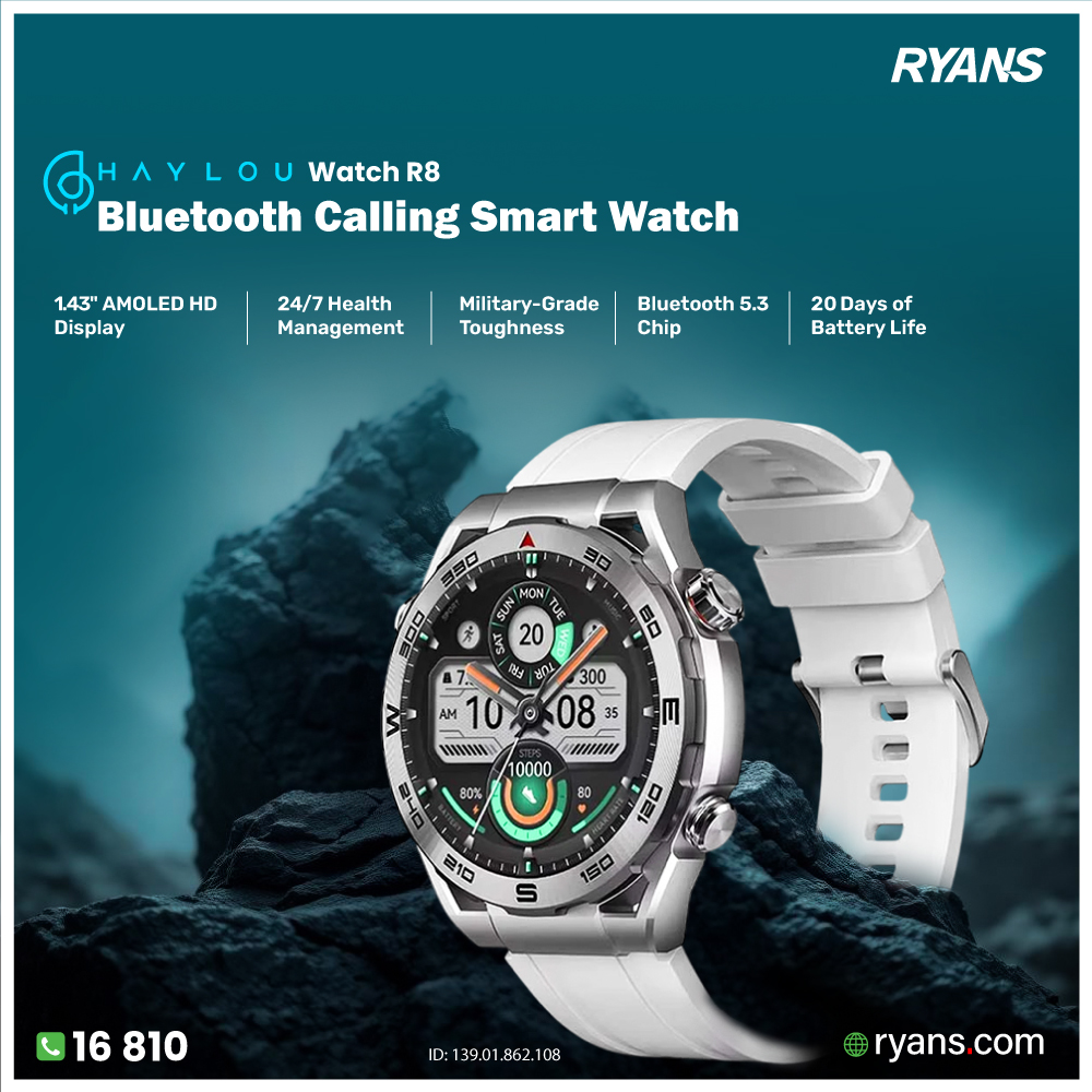 RyansComputers's tweet image. ⌚ Smart, Stylish &amp;amp; Built for Tough Days!
🛒 Shop Now:
👉 ryans.com/haylou-watch-r…
📞 For any query, call: 16810
#RyansComputers #HaylouWatchR8 #SmartWatch #BluetoothCalling