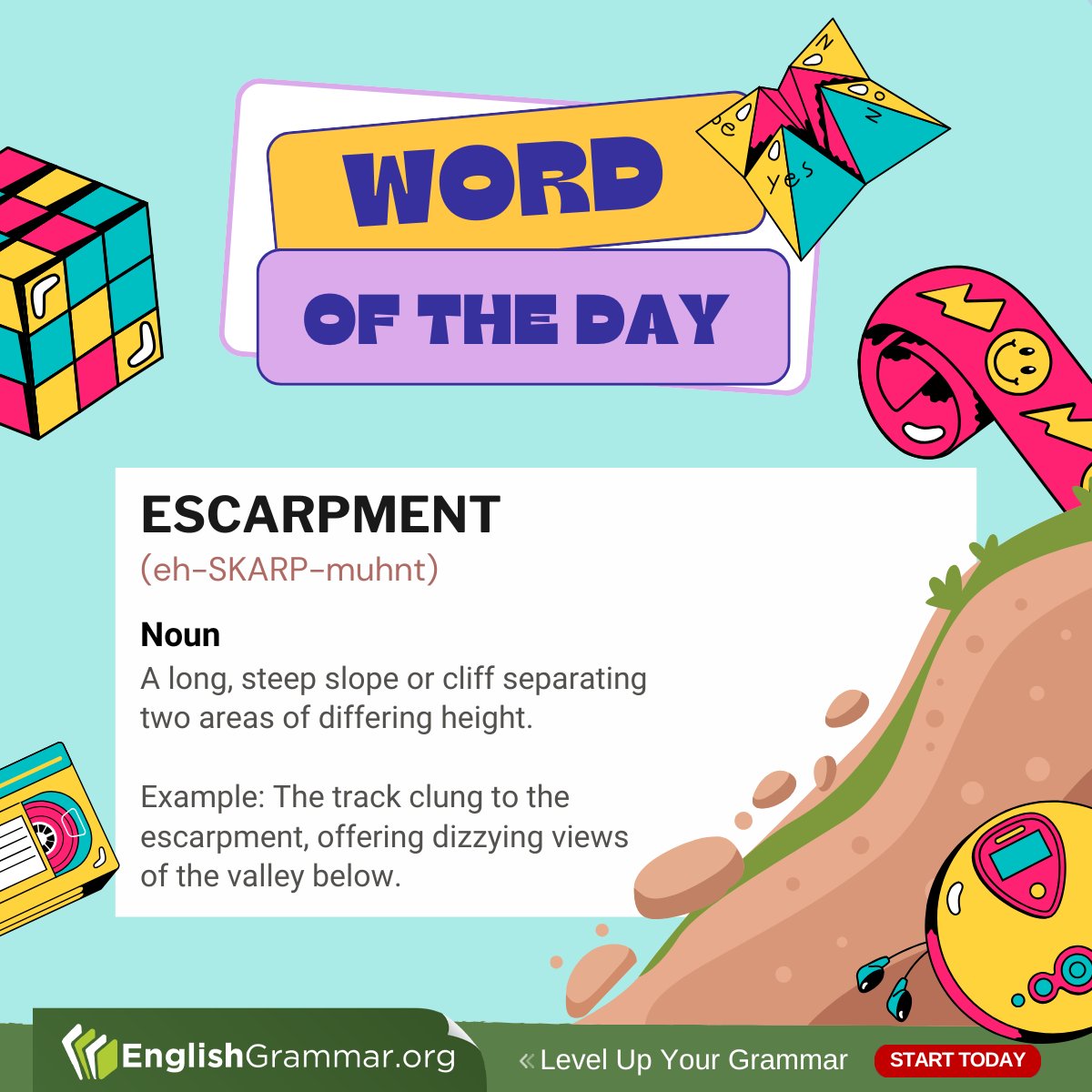 GrammarUpdates's tweet image. Escarpment