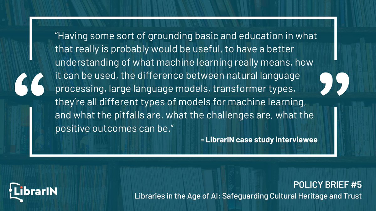 #AI is changing how #libraries work, from metadata to   multilingual access.

But it’s not just tech: it’s about trust, ethics &amp; governance.
 
Read more on #librarin_eu's new policy   brief🔗librarin.eu/download/23036
