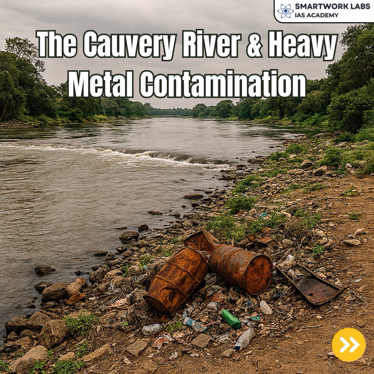 Smartwork_Labs's tweet image. Heavy metals like lead &amp;amp; cadmium found in Cauvery River fish signal rising pollution from industries, farming chemicals &amp;amp; sewage. A growing risk to public health, food safety &amp;amp; river ecology. Urgent cleanup needed.
#Cauvery #RiverPollution #HeavyMetals #PublicHealth #SouthIndia