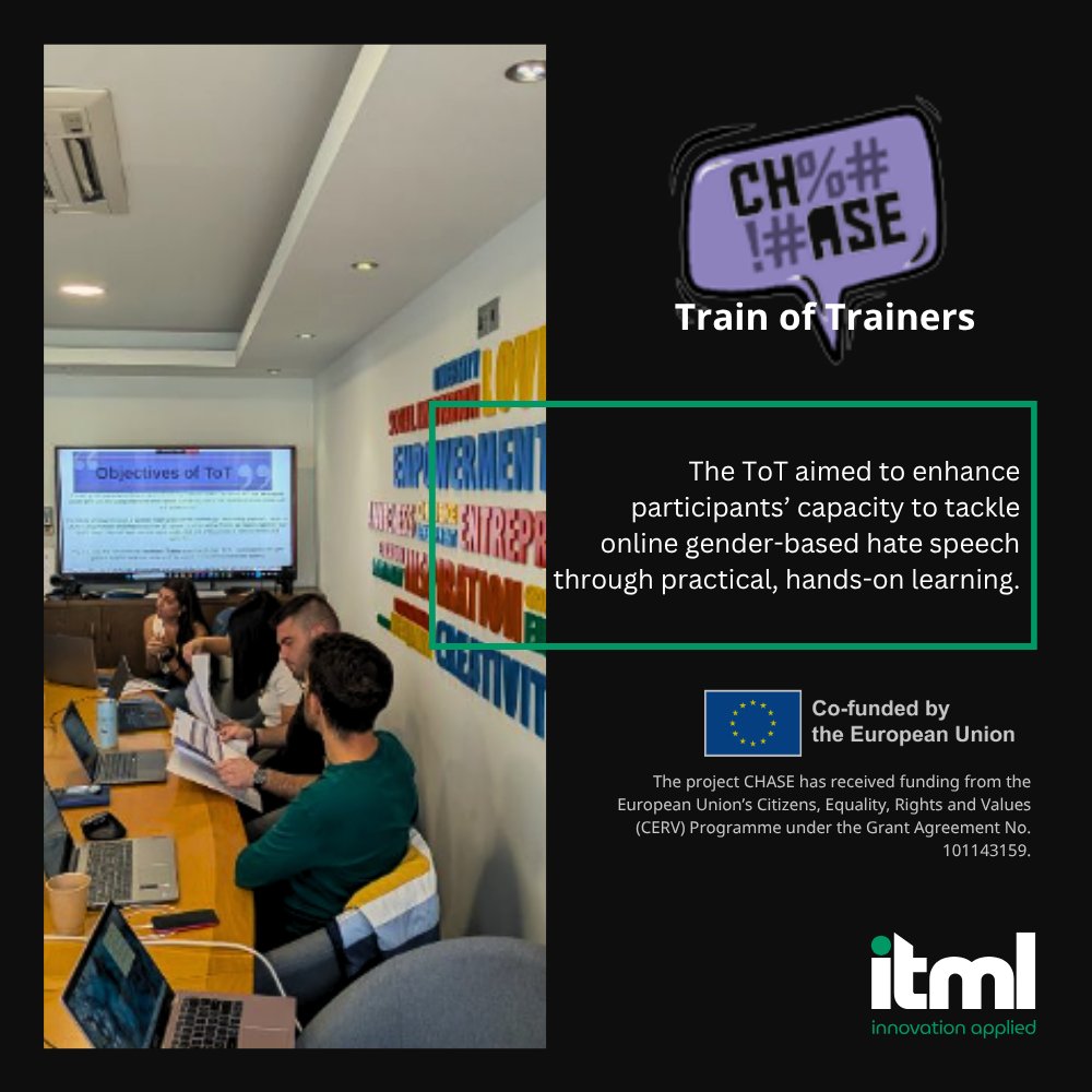 ITMLGR's tweet image. ITML joined to deepen the trainers’ understanding of the CHASE ICT Tool, harnessing its potential in real-world scenarios and integrating it into a comprehensive mechanism to address gendered hate speech in online media environments.