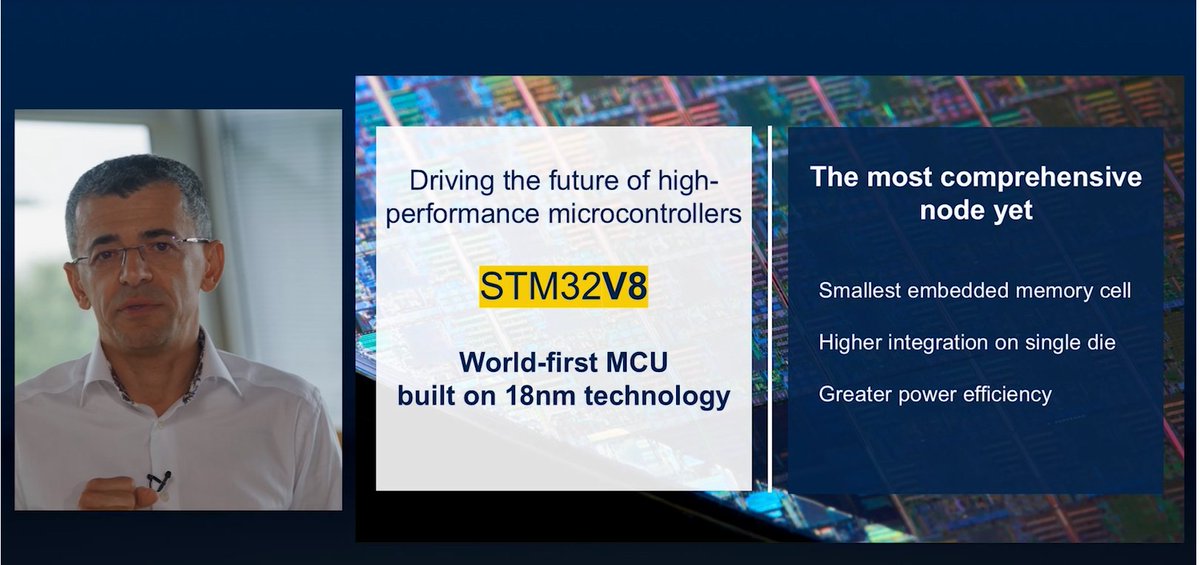 ST_World's tweet image. 📢#STM32Summit: announcing the STM32V8, the world’s first microcontroller built on the most advanced 18nm process technology, featuring embedded Phase Change Memory (PCM) and a powerful Cortex®-M85 core➡️ spkl.io/6017AdBC7