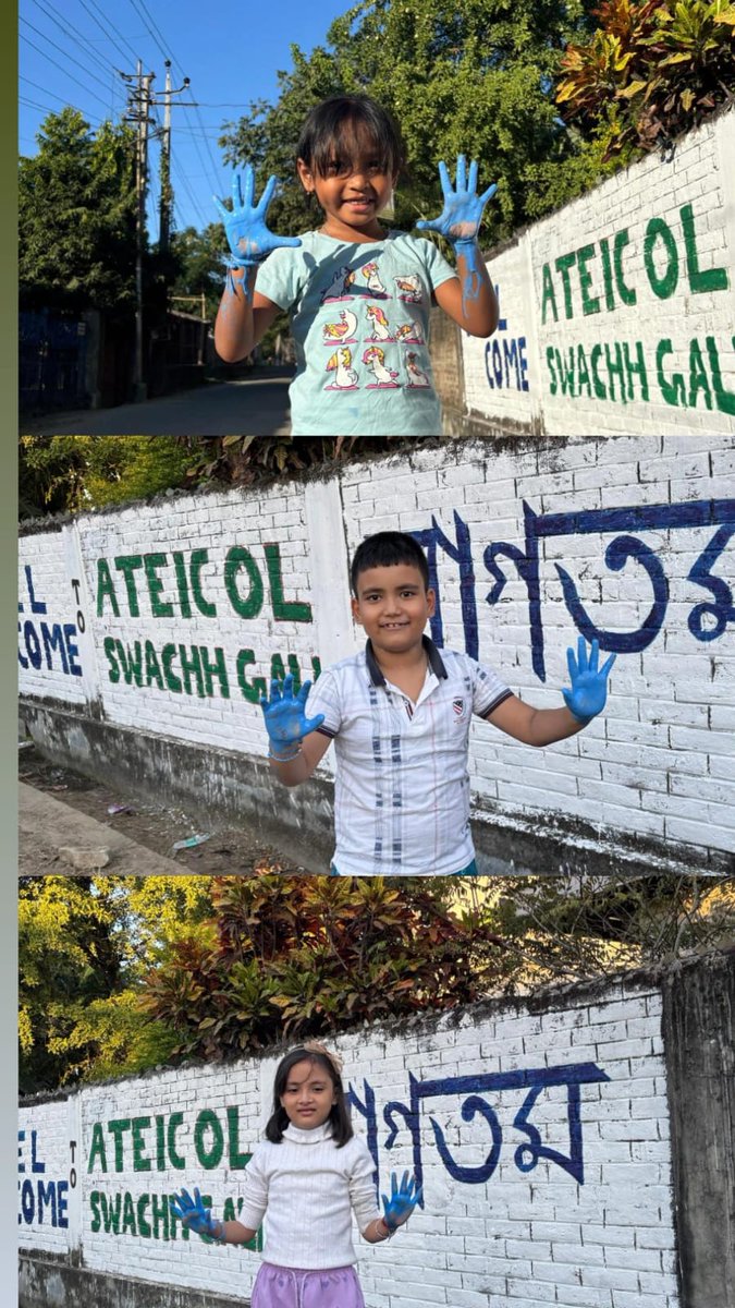The Swachh Gali initiative is shaping up beautifully with 100% waste collection and segregation. DMC, Team Shrishti &amp; Dibrugarh University interns, and local residents turned the gali walls with IEC messages — with kids adding colourful handprints.

#SwachhGali #SwachhDibrugarh