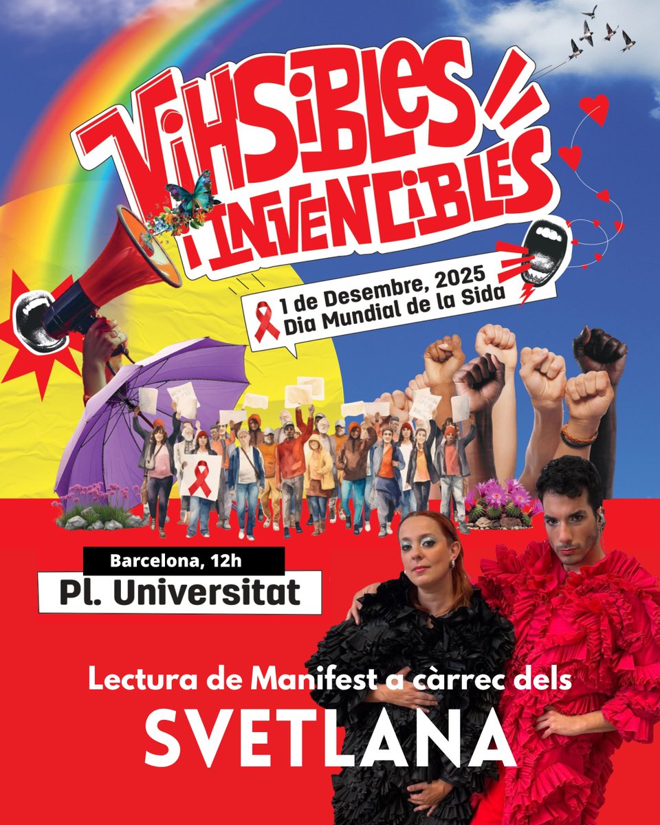 📢Estem molt contentes d'anunciar que el duet musical barceloní <a href="/svetlanamarrana/">svetlana</a> seran les encarregades de llegir el Manifest del Dia Mundial de la Sida 2025 del <a href="/Comite1desembre/">Comitè 1r Desembre</a> 

📌Dilluns 1 de desembre a les 12h a la Plaça Universitat de Barcelona

❤️Us hi esperem!

#DMS2025