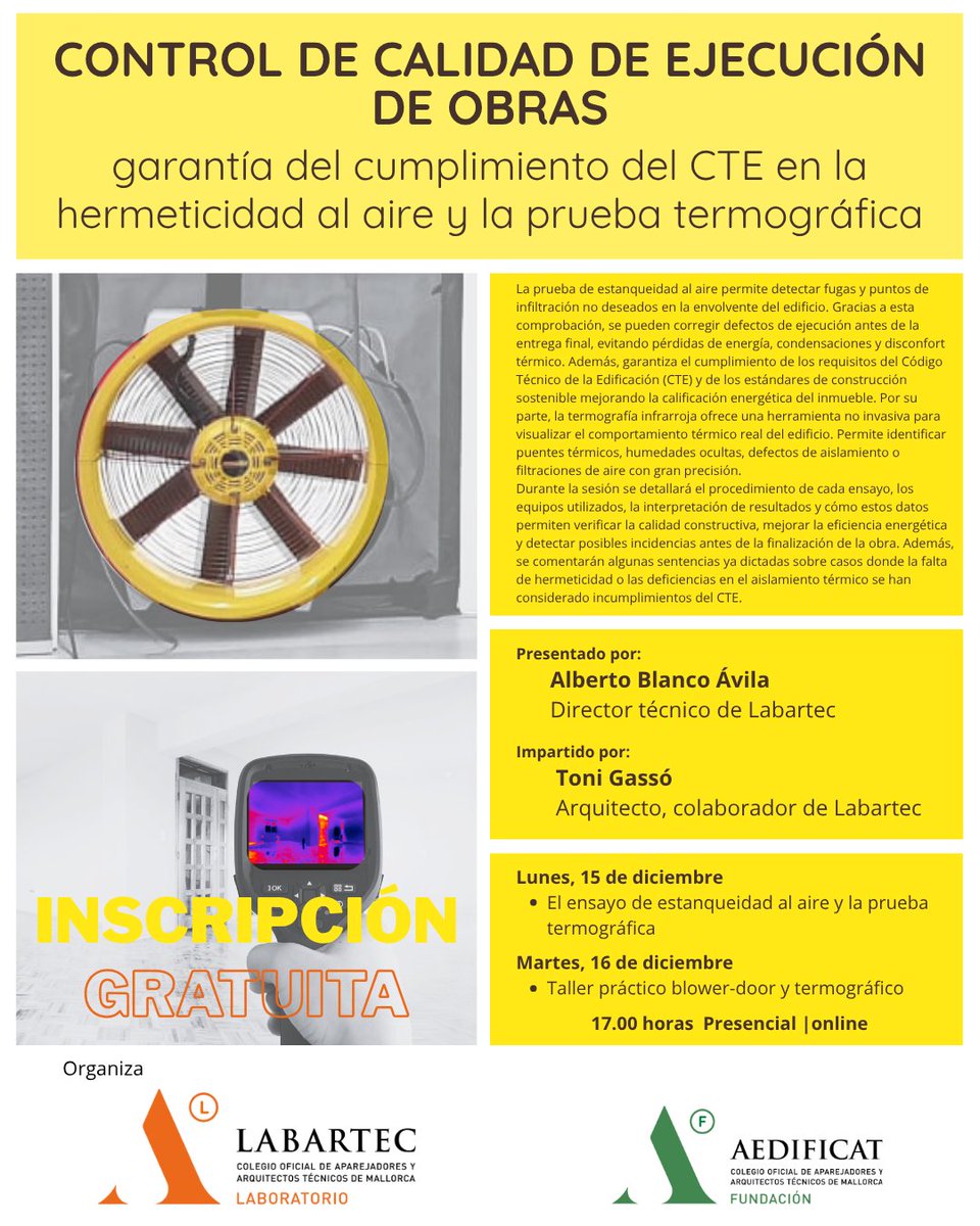 Fund_Aedificat's tweet image. 📌 Jornadas técnicas: 𝐆𝐀𝐑𝐀𝐍𝐓𝐈́𝐀 𝐃𝐄𝐋 𝐂𝐔𝐌𝐏𝐋𝐈𝐌𝐈𝐄𝐍𝐓𝐎 𝐃𝐄𝐋 𝐂𝐓𝐄 𝐄𝐍 𝐋𝐀 𝐇𝐄𝐑𝐌𝐄𝐓𝐈𝐂𝐈𝐃𝐀𝐃 𝐀𝐋 𝐀𝐈𝐑𝐄 𝐘 𝐋𝐀 𝐏𝐑𝐔𝐄𝐁𝐀 𝐓𝐄𝐑𝐌𝐎𝐆𝐑𝐀́𝐅𝐈𝐂𝐀
🗓 15 y 16 de diciembre.
🕘 17 h.
📍 Fundación Aedificat y online.
🔗+ℹ️👉 bit.ly/43zSORS