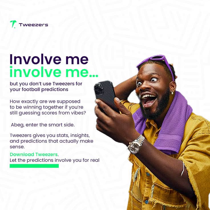 tweezersapp's tweet image. Involve me, involve me!!!….but you don’t use tweezers? 
How do you want to get involved ehn?
Oya join the winning side by checking out tweezers.app or just download the Mobile app for android users

#Prediction #PredictionMarkets #PredictAndWin