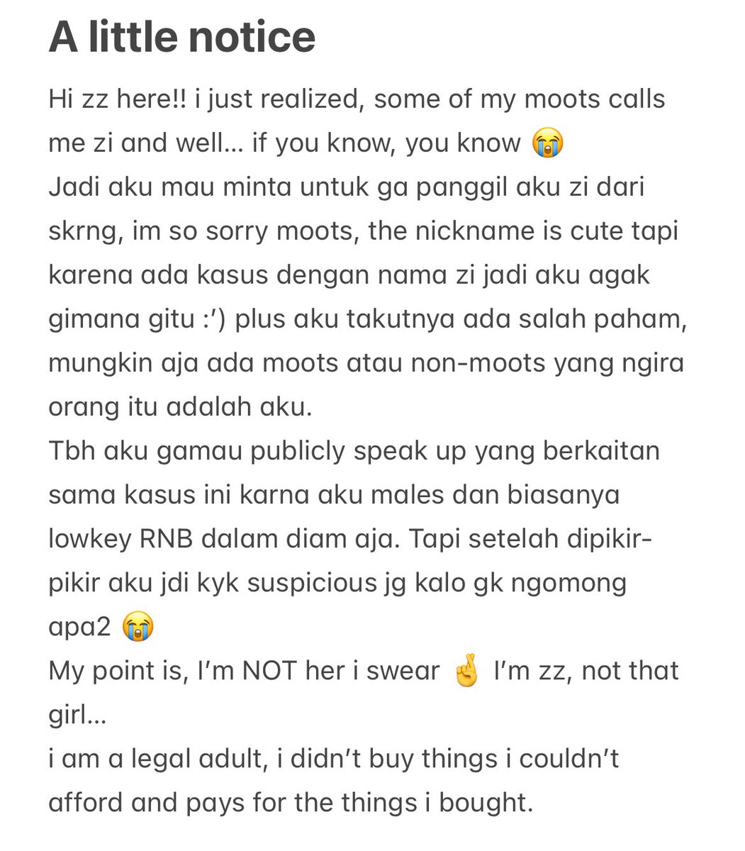 zz_cookiez's tweet photo. A little notice for my moots, karena ada kasus ya begitu… i wanna let my moots know one thing.

As alternative you can call me zee or whatever, I’m very open to any nickname 🫶 https://t.co/JR0n2ejCTF