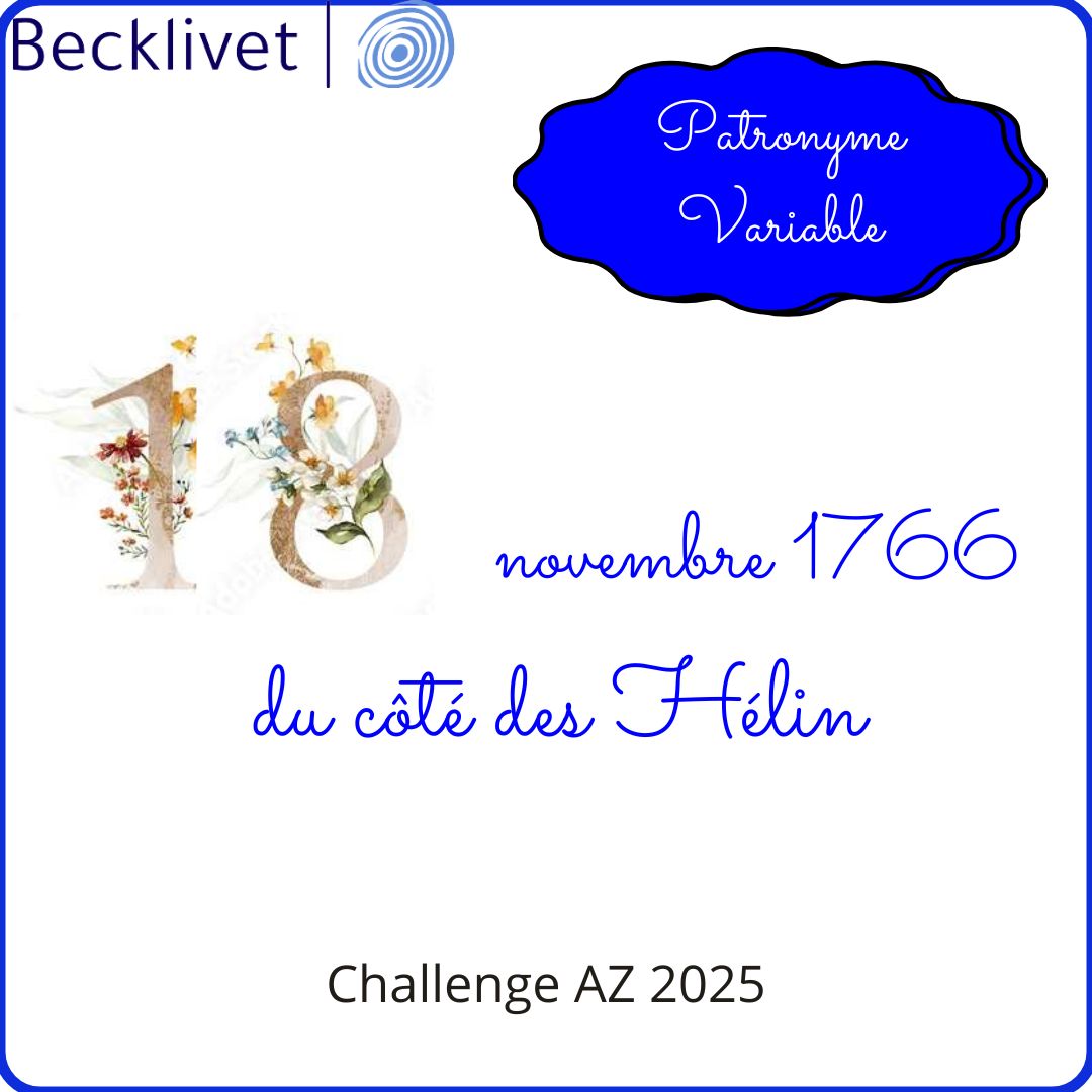 Patronyme à graphie variable ou : Le 18 novembre 1766, à Lerzy, dans l’Aisne, Pierre Hélin et Marie Thérèse Leroux s’épousent. #ChallengeAZ #Genealogie
becklivet.blogspot.com/2025/11/patron…