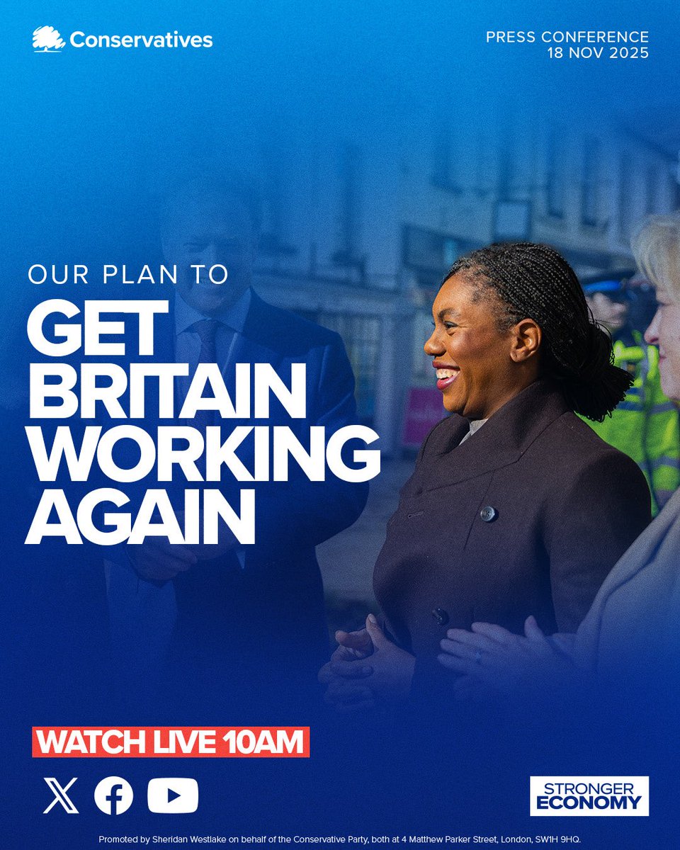 Cut spending. Cut tax. Get Britain working again.

Find out more at 10am. Live on X.