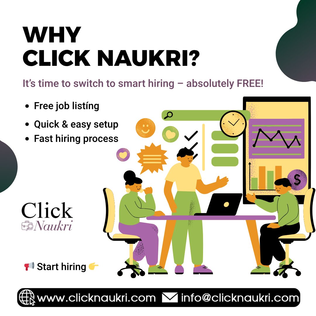 ClickNaukri's tweet image. 🚀 Hire the Right People Without Paying Anything
 
✔ Unlimited free job postings
✔ Quick and easy setup
✔ Reach active job seekers
✔ No fees or hidden charges

Start hiring today: clicknaukri.com

#FreeJobPosting #ClickNaukri #PostJobsFree #NowHiring #SmartHiring #Job