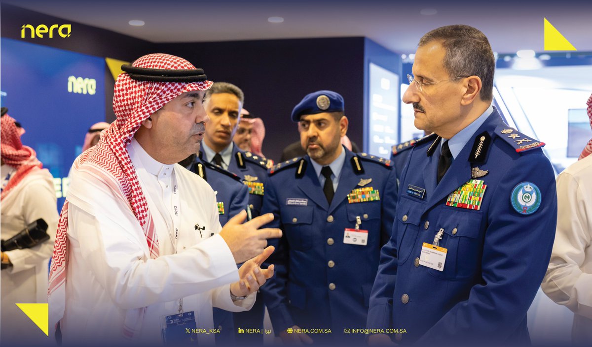 Nera_KSA's tweet photo. تشرفنا بزيارة صاحب السمو الملكي الفريق الركن تركي بن بندر بن عبدالعزيز آل سعود، قائد القوات الجوية الملكية السعودية، لجناح #نيرا في #معرض_دبي_للطيران، وكان في استقباله سعادة الرئيس التنفيذي للشركة المهندس خالد عطية، حيث اطلع على أب��ز الخدمات والحلول المبتكرة التي تقدمها نيرا لتعزيز فعالية وكفاءة عمليات قطاع الطيران.

We were honored to welcome HRH Lieutenant General Turki bin Bandar bin Abdulaziz Al Saud, the Commander of the Royal Saudi Air Force, to #NERA booth at #DubaiAirshow. He was welcomed by the company’s CEO, Eng. Khalid Attiah, and was briefed on the key services and innovative solutions NERA provides to enhance the effectiveness and efficiency of aviation sector operations