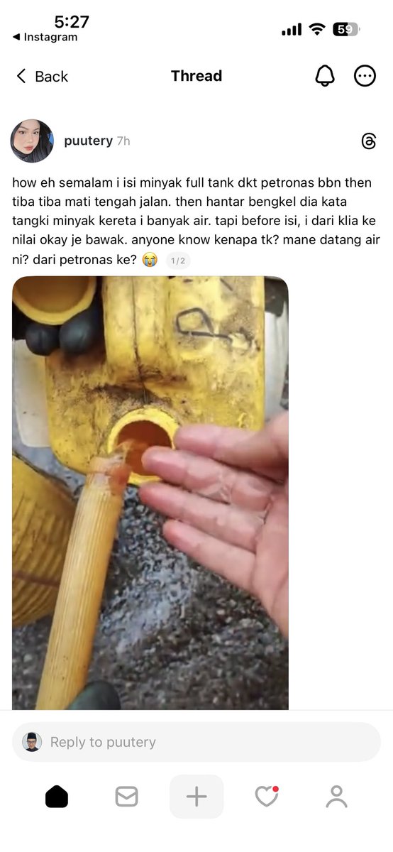 bvrteriv's tweet photo. wei kesian gila ramai org terkena petrol campur air dr station minyak. aku rasa mcm kena bukak tank nak flush betul2, keras doh modal 😭 https://t.co/YrnHeFharn