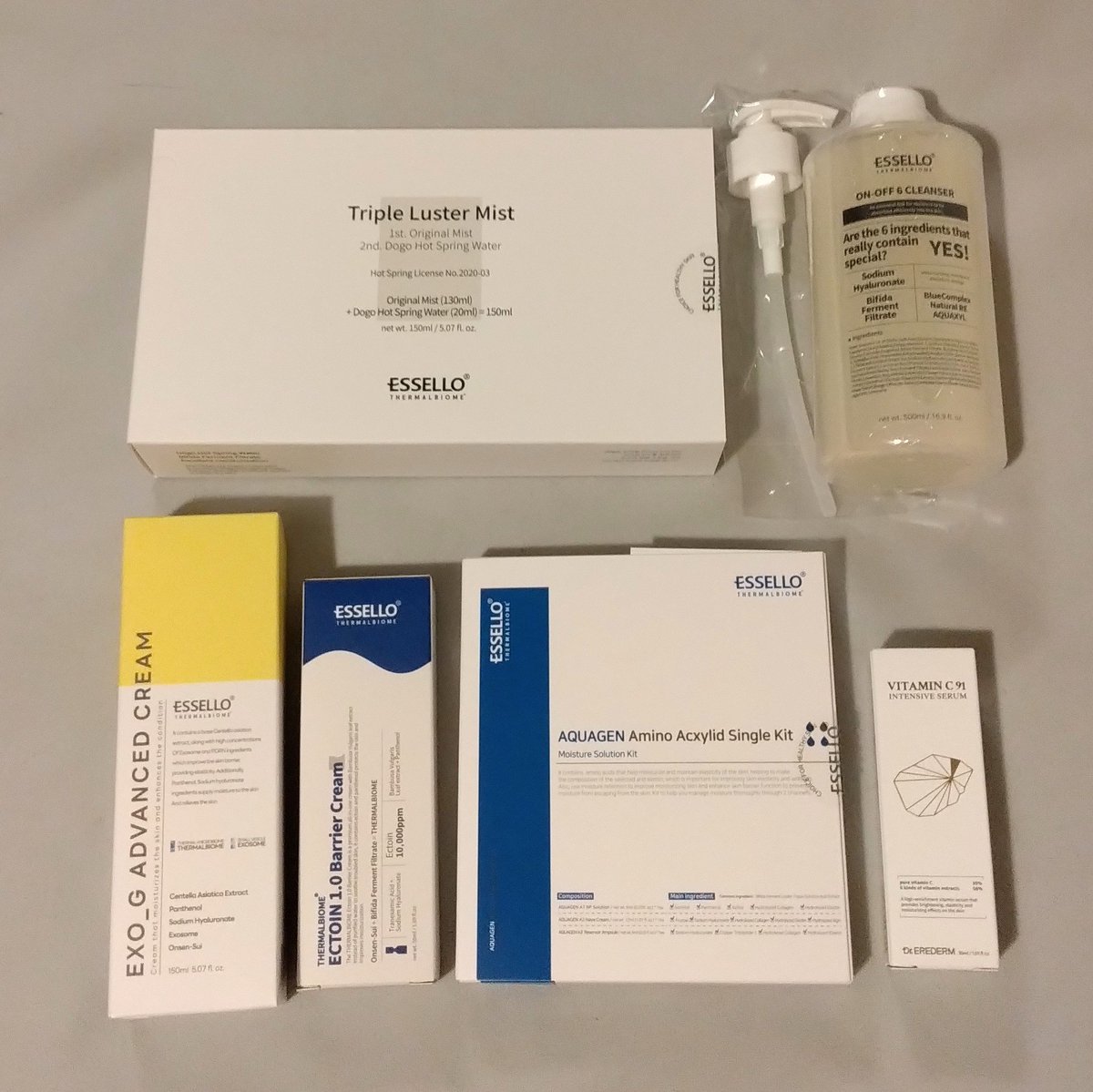 ohaohamu's tweet image. 大ハマり中のエッセロ届いた～💖😇💖ﾊﾋﾟ

２枚目全部おまけ📦
連日エッセロのクリーム(exo、エクトイン、シャーベット)使ってるけど、ほんと再生力すばらしい！
針刺したり色々顔に実験してるけどすぐ赤み消えて整う👏

シャーベットクリームとBBのサンプルも大変よかったのでほしい🤤💖