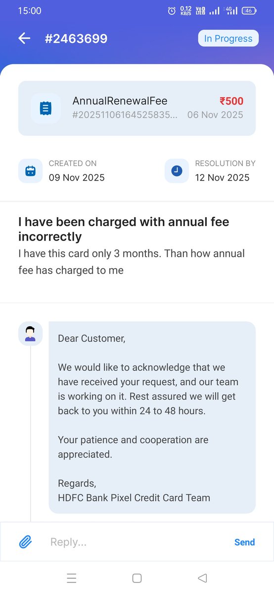 shnkr20's tweet image. #HdfcChorBank 
#hdfcbank 
#HDFCAMC 
ये है देश की जानी मानी प्राइवेट प्रीमियम बैंक की काम करने की speed। 
कस्टमर केयर वाले पर कॉल नहीं लगता। Ticket rise करो तो रिप्लाई नहीं देते।