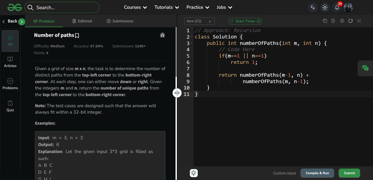 amanhaidry's tweet image. 🗓️Day-118 of #365DaysOfCode | @geeksforgeeks

#DynamicProgramming in #DSA
✅Number Of Paths
→ Recursion
→ Top-Down (Memoization)
→ Bottom-Up (Tabulation)
→ Space Optimization

🔗Course Link: geeksforgeeks.org/nation-skill-u…
#skillupwithgfg #nationskillup #365DaysOfDSA #geeksforgeeks