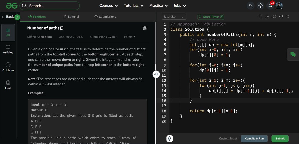 amanhaidry's tweet image. 🗓️Day-118 of #365DaysOfCode | @geeksforgeeks

#DynamicProgramming in #DSA
✅Number Of Paths
→ Recursion
→ Top-Down (Memoization)
→ Bottom-Up (Tabulation)
→ Space Optimization

🔗Course Link: geeksforgeeks.org/nation-skill-u…
#skillupwithgfg #nationskillup #365DaysOfDSA #geeksforgeeks