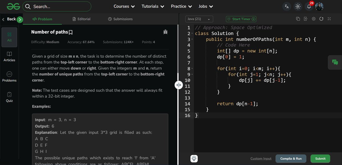 amanhaidry's tweet image. 🗓️Day-118 of #365DaysOfCode | @geeksforgeeks

#DynamicProgramming in #DSA
✅Number Of Paths
→ Recursion
→ Top-Down (Memoization)
→ Bottom-Up (Tabulation)
→ Space Optimization

🔗Course Link: geeksforgeeks.org/nation-skill-u…
#skillupwithgfg #nationskillup #365DaysOfDSA #geeksforgeeks