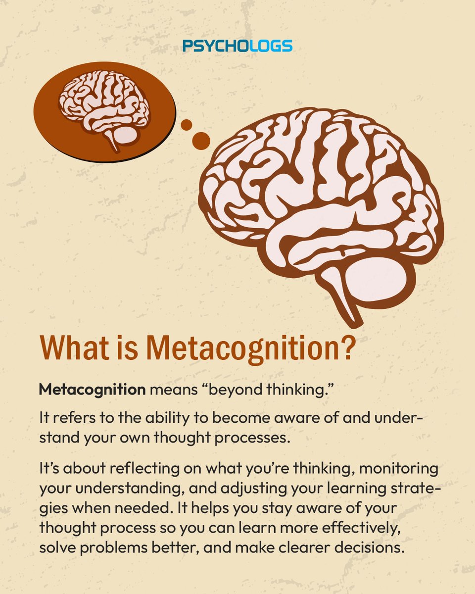 PsychologsIndia's tweet image. Understanding how you think is one of the most powerful skills in learning. Metacognition helps you notice your thought patterns.

instagram.com/p/DRMV2XBgcwX/…

#Metacognition #CognitivePsychology #Mindfulness #SelfAwareness #MindsetGrowth #PersonalDevelopment