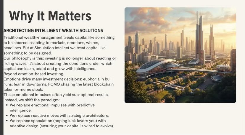 DanielNavah6's tweet image. Traditional bots follow rules —
ours learns, reasons, and evolves.
It predicts shifts before they appear.
It adapts faster than volatility.
This is next-generation investing.
simulationintellect.com
#AdaptiveAI #NextGenTrading #QuantTech #FutureOfFinance
#simulationintellect