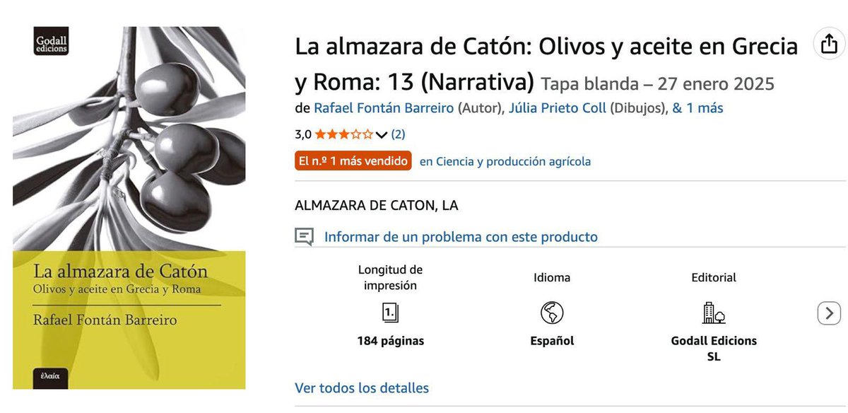 🧵🔗... en Amazon el número 1 entre los más vendidos en la categoría de Ciencia y producción agrícola y el número 2 en Arqueología.
Rafael Fontán y su libro siguen ganando adeptos. ¿Todavía no lo has leído?