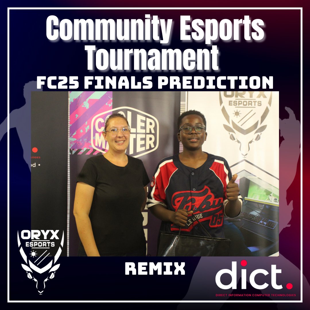 🎉 Random Prize Winners (sponsored by DICT)!

📣 Hype Man: Zubsop
🏆 MVP: Tyrant J
🔮 Best Finals Prediction: Remix
Legends who made the event unforgettable! 🙌
#Oryx_Esports_Namibia #Dictna #EsportsNamibia