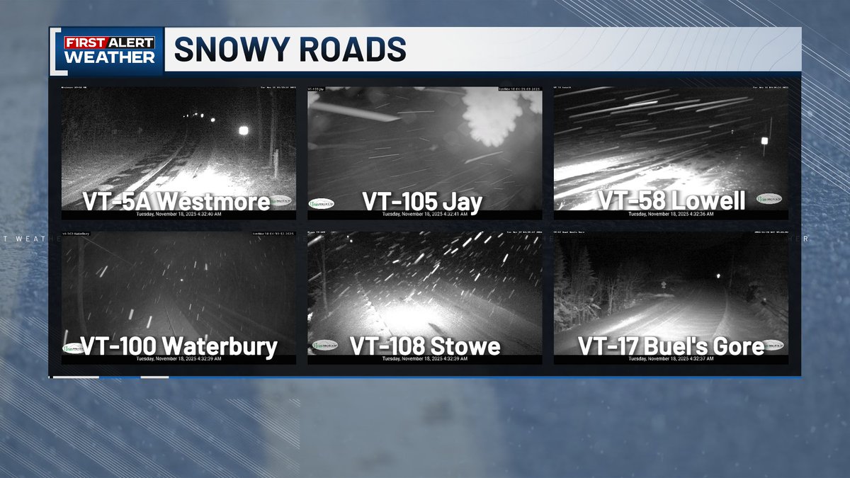 wcaxweather's tweet image. Still seeing light snow in the mountains early this morning. Roads through the mountains will likely still have slick spots. The snow will be coming to an end today and we&apos;ll even be seeing breaks of sunshine this afternoon!