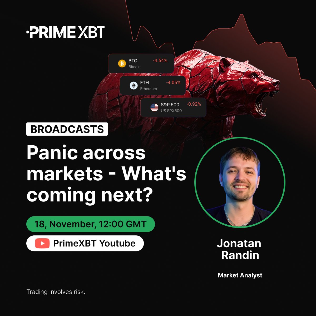📉 #Bitcoin drops below 90K and markets are on the move.

We’re going LIVE soon with our market analyst, <a href="/JonatanRLZ/">Jonatan Randin</a>, to break down the charts, triggers, and what traders should watch next.

🗓️ 18, Nov. | 12:00 GMT
🔔 Set a reminder: youtube.com/watch?v=YJ0NKc…