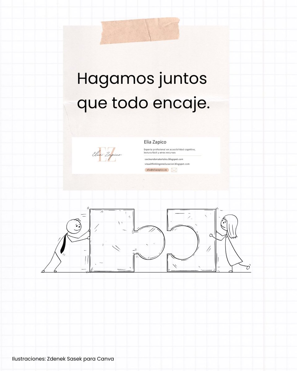 EliaZapico's tweet image. Desear una educación inclusiva y de calidad pasa, por diseñar materiales accesibles, flexibles y personalizados para cada estudiante. Pongamos el foco en lo importante: nuestro alumnado. Con ellos, por ellos y para ellos. Hagamos juntos que todo encaje.
#lecturafácil
#formación