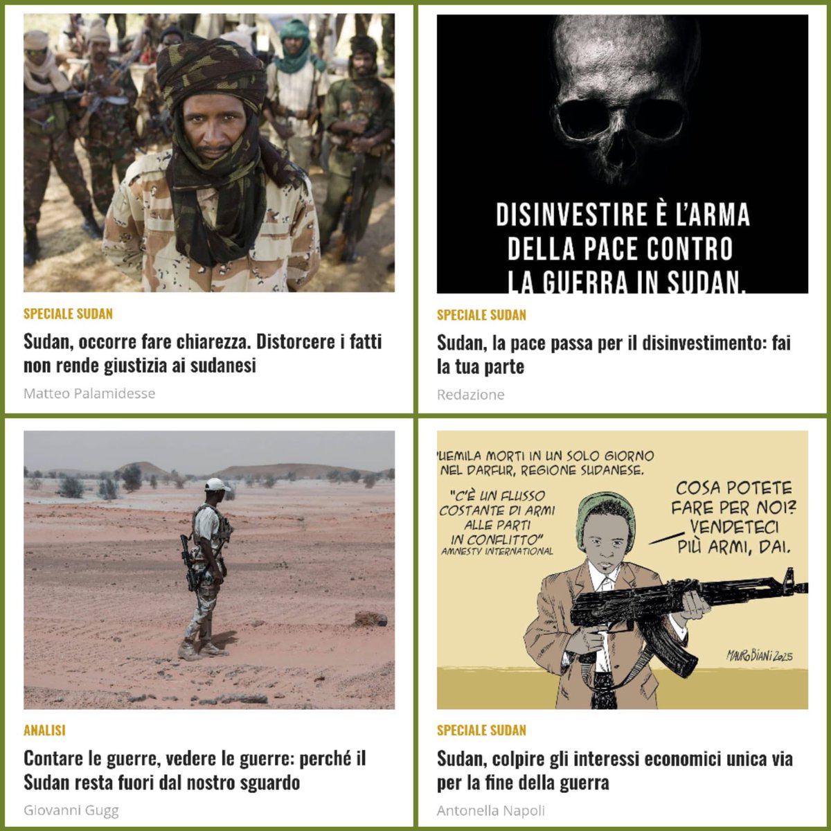 È il momento di dare un segnale forte per chiedere la fine delle atrocità in #Sudan
@FocusOnAfricait sostiene la  campagna di disinvestimento che mira a colpire economicamente i signori della guerra alimentati dagli #EmiratiArabi ma anche da aziende italiane che operano nel paese