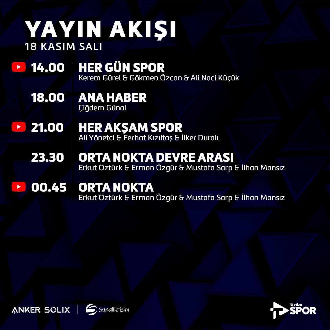 Tivibu Spor'da bugün👇