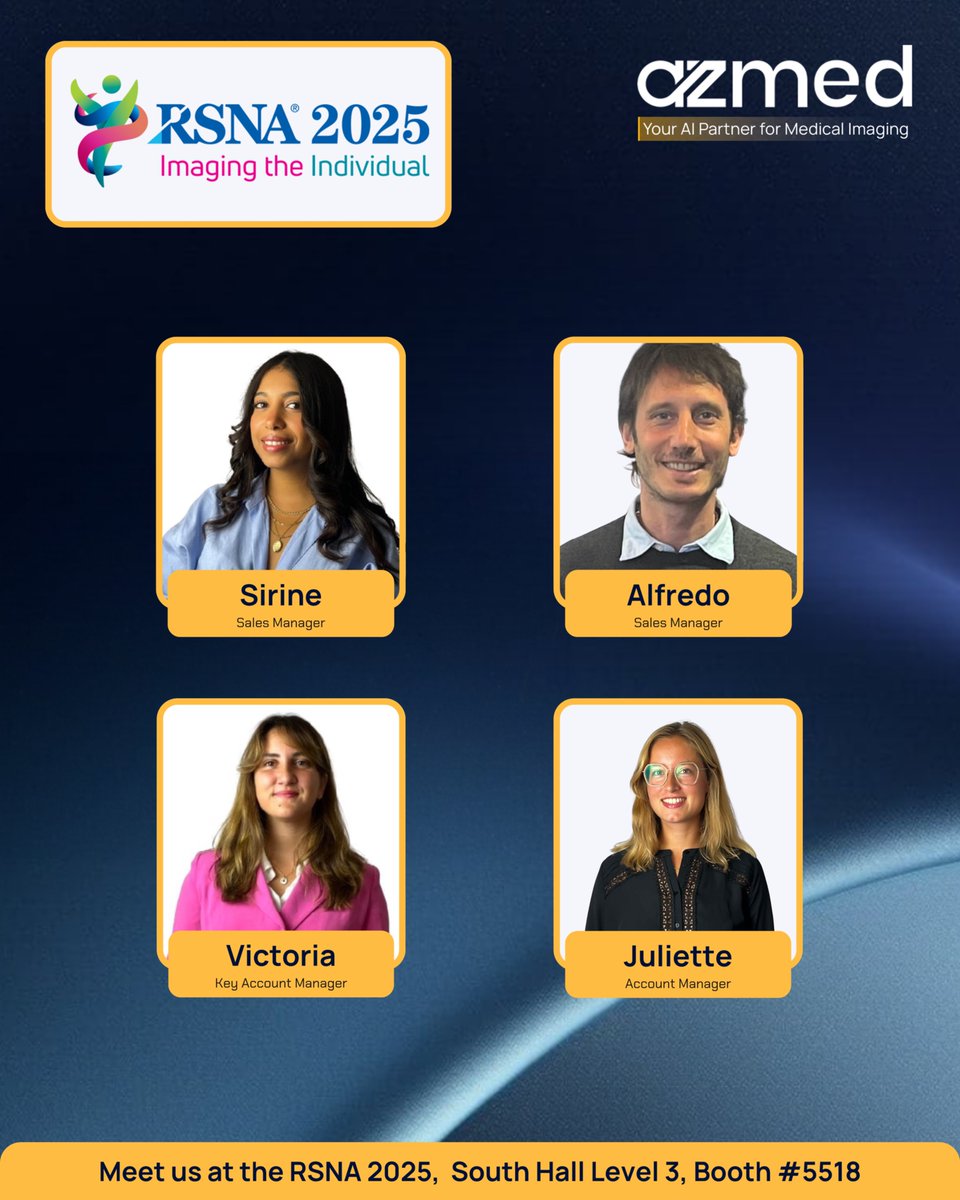 AZmed_AI's tweet photo. 🇺🇸 AZmed will be at the #RSNA2025 Annual Meeting in Chicago from November 30 to December 3.

If you’re a medical imaging professional attending the event, visit us at booth #5518 to learn how our clinically validated Rayvolve® AI Suite—trusted by more than 2,500 medical centers worldwide—can support your team in achieving greater efficiency and delivering consistent, high-quality patient care.

Book an on-site demo with our team in advance: https://t.co/MCxU2QWYYu

@RSNA #RSNA25 #AZmed #Rayvolve #AIinRadiology