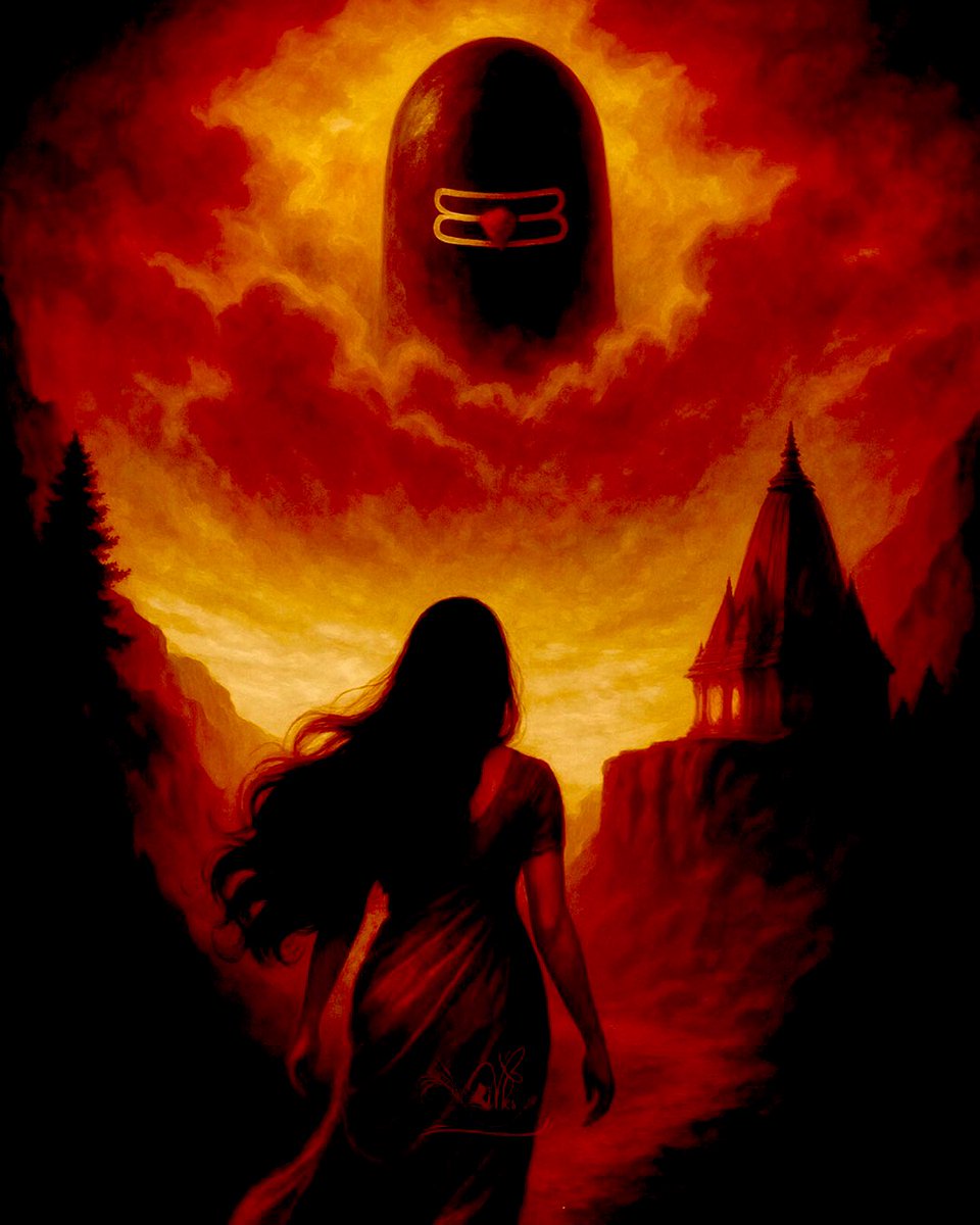 vijayaksharma's tweet image. When she got the first divine glimpse of the Shiva Linga in Kashi, her heart became both calm and restless…
calm because her soul touched Him,
restless because she longed to feel Him again.
That moment was like a silent wave touching her soul, leaving behind an unending thirst…