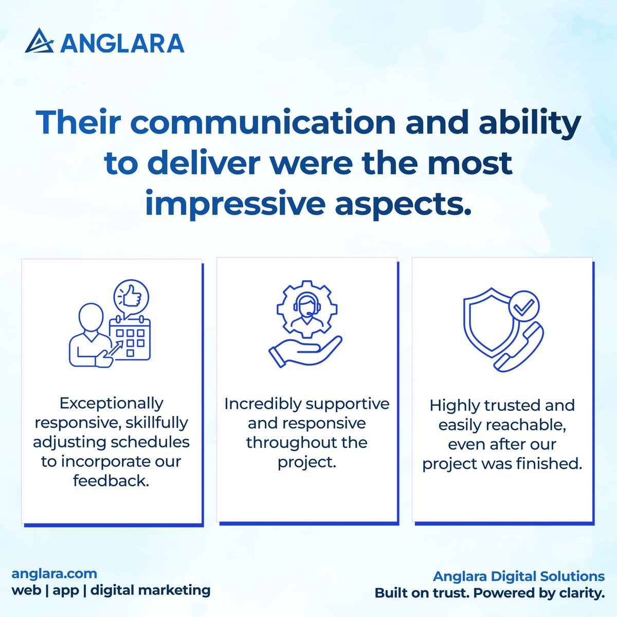 AnglaraDigital's tweet image. Agencies claim they communicate well - our clients say we actually do.

What makes us different👇
✅ Weekly updates
✅ One clear contact
✅ Fast, proactive replies
✅ Tools you already use
✅ Full transparency

Tired of chasing agencies?
Let’s build something better 🤝

#WebDev