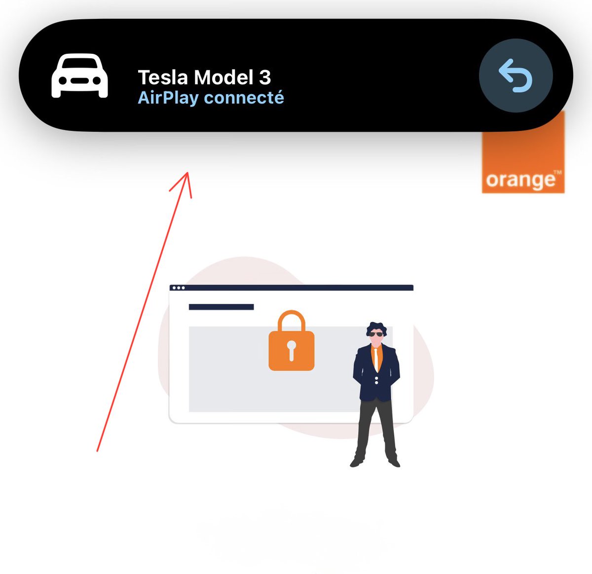 FullGridMode's tweet image. Got this “Tesla Model 3 — AirPlay connected” banner on my iPhone today. Was it always like this, or is it a hint of future Tesla AirPlay/CarPlay support? 🤔