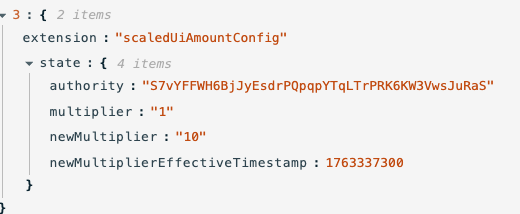 Token-2022 scaledUI extension configuration for Netflix stock split