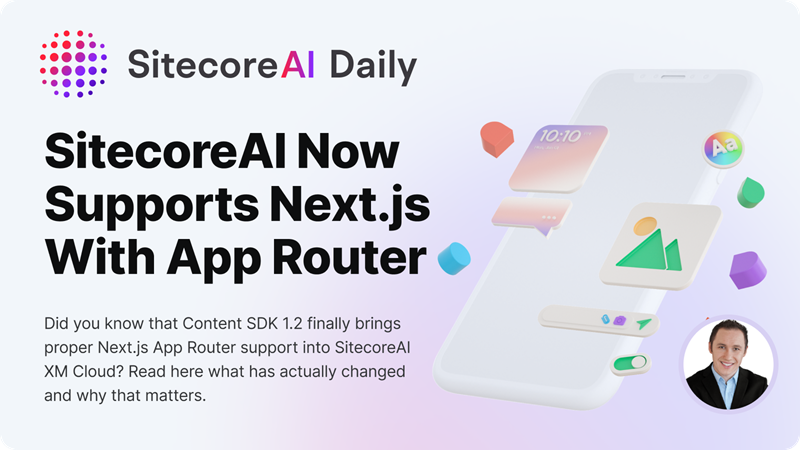 SitecoreMartin's tweet image. @Sitecore #ContentSDK 1.2 adds #NextJs #AppRouter support for #XMCloud front-end. 

Use /app, #React #ServerComponents, nested layouts and route groups, with #ContentSDK as your default headless layer instead of JSS. 

For new builds: start with Content SDK + App Router. #XMCloud
