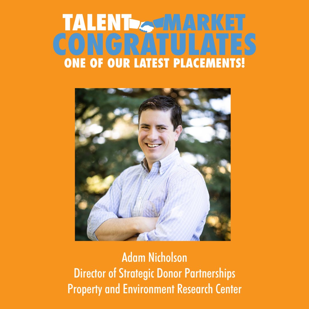 TalentMarket's tweet image. 🎉🎉 Congratulations to recent Talent Market placement, Adam Nicholson, for joining @PERCtweets as their new Director of Strategic Donor Partnerships! 🎉🎉 #talentmarketplacement #libertyjob